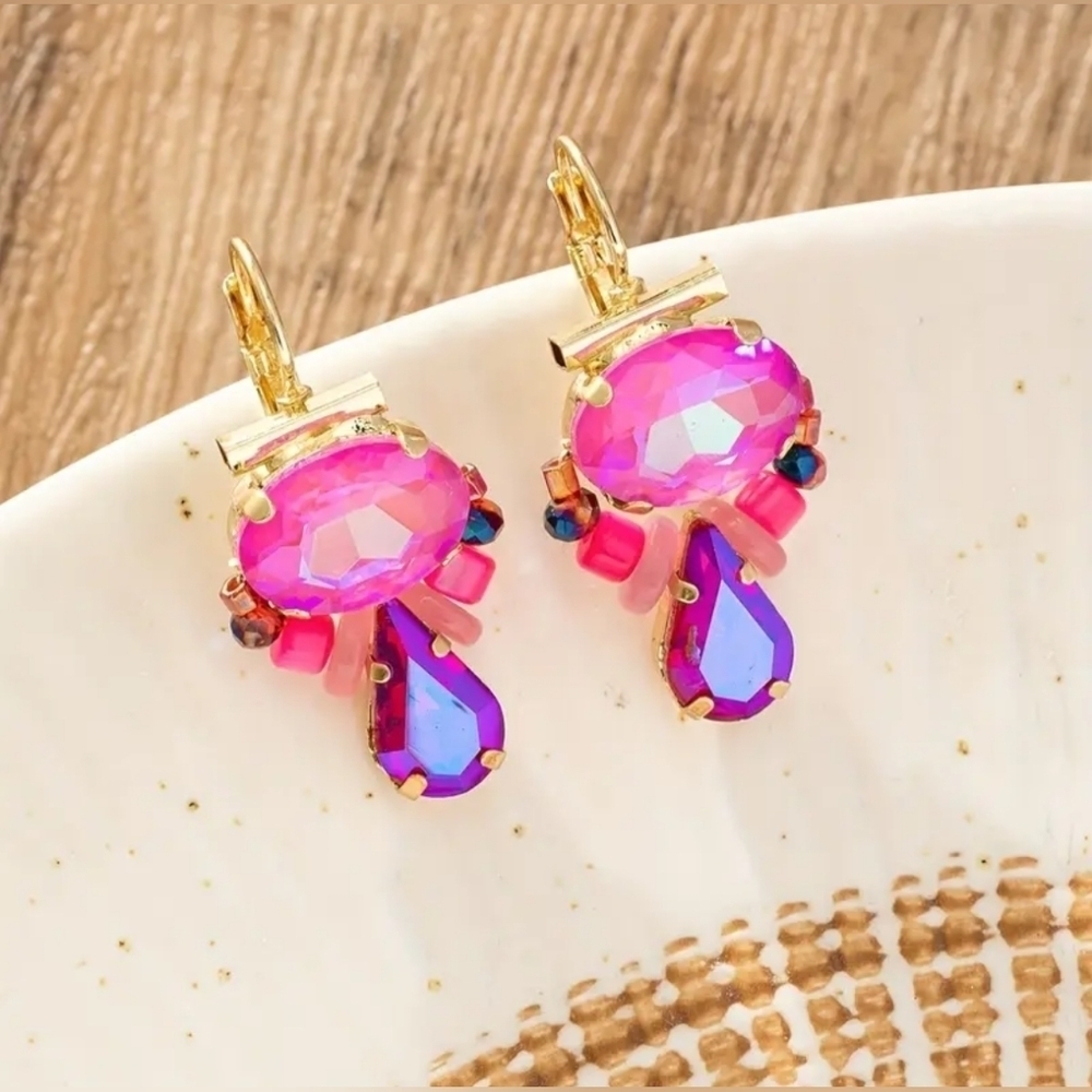 NEW! 2 For 25$ Elegant Pink and Purple Drop Earrings Nip!